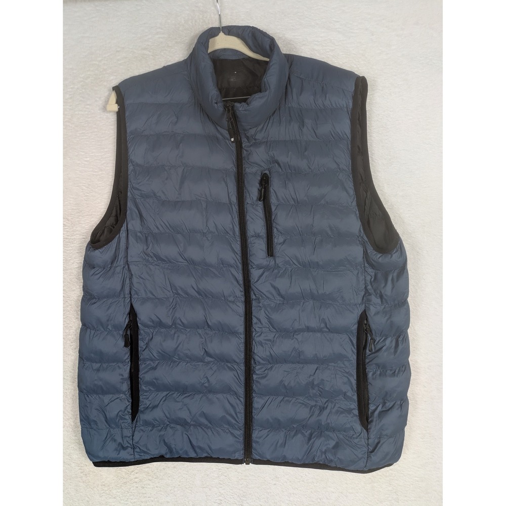 32 Degrees Puffer Vest Men's L Blue Lightweight Quilted Zip Up Insulated